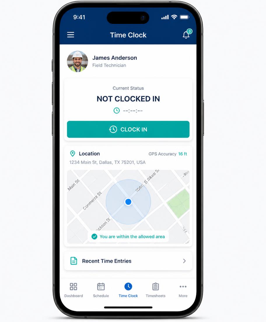 Nexora mobile app showing shift details and clock-in screen